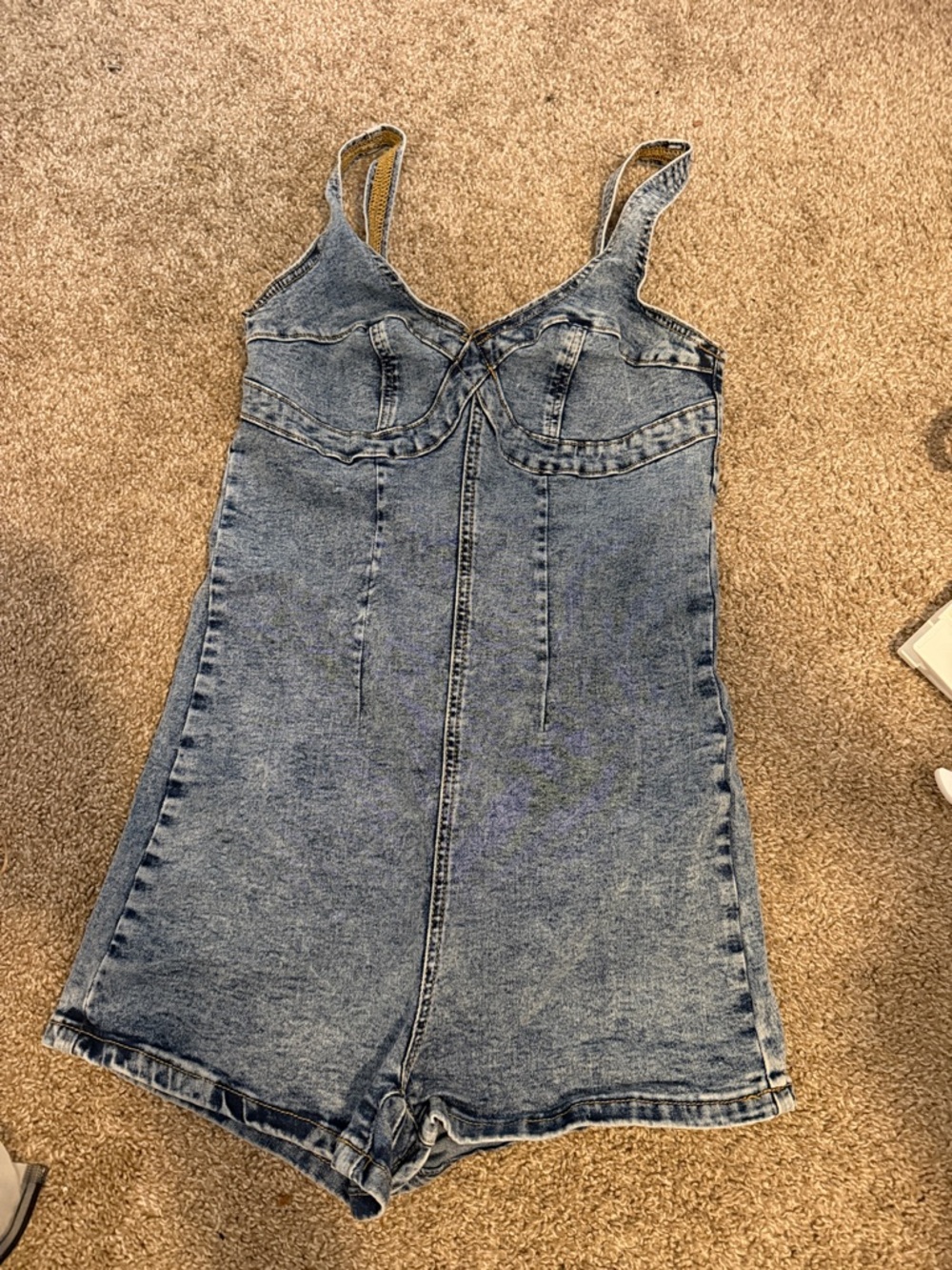 Girls' Blue Denim Romper Shorts - Classic Wash